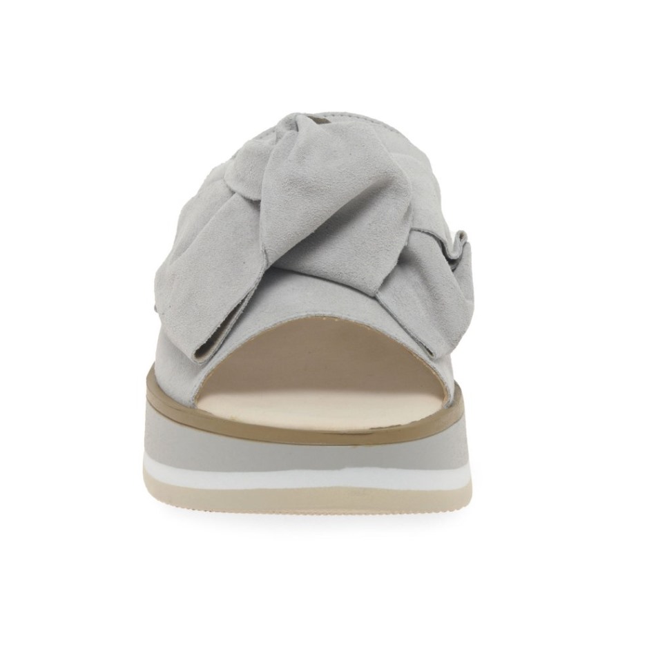 Clinton Dames Mules Sandales Gabor | Daim Exclusif Gris Clair